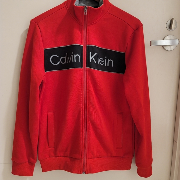 Calvin Klein Jackets \u0026 Coats | Nwt Calvin Klein Barbados Cherry Red Mens Track Jacket Small | Color: Black/Red | Size: S | Dynamiteadams's Closet
